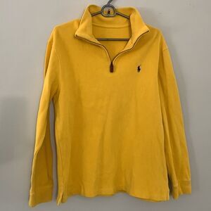 Polo Ralph Lauren Quarter Zip Sweater Long Sleeve Pullover Yellow Soft Size M